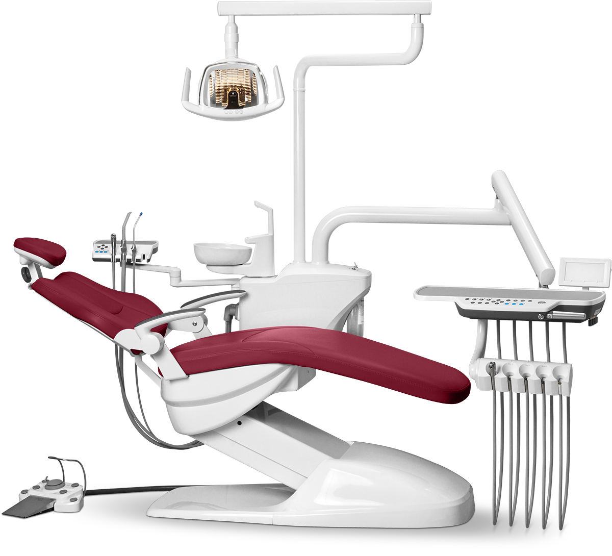 Стоматологическая установка SONZ Z-CHAIR 300 в мягкой обивке, Бордовый (H6)